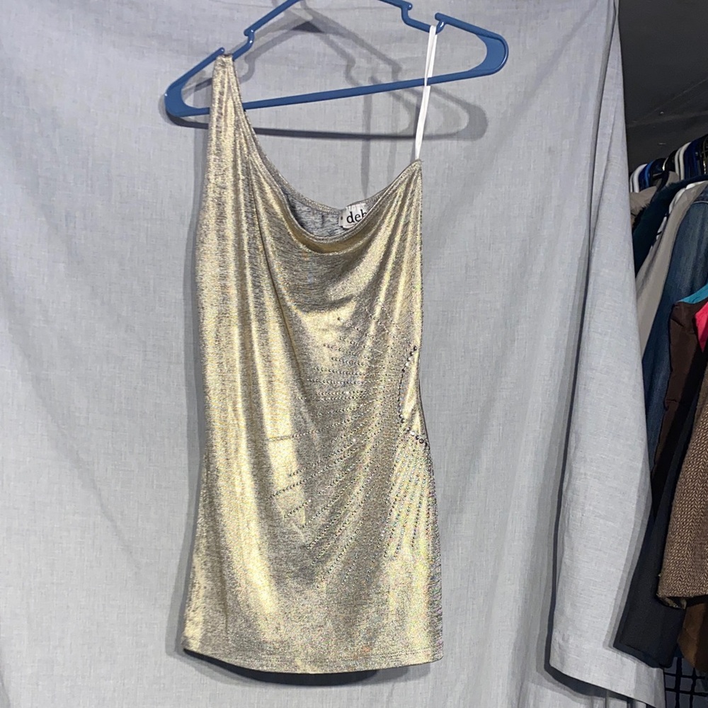 Deb Gold One-Shoulder Top
